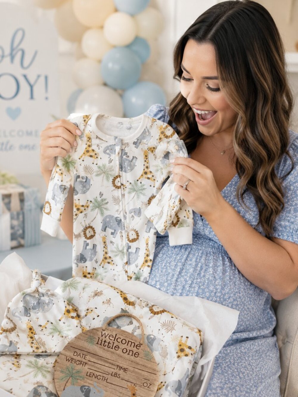 NWT Baby Essentials 4 Piece Baby Boy Gift Set 3 Months Safari Bamboo Sleeper